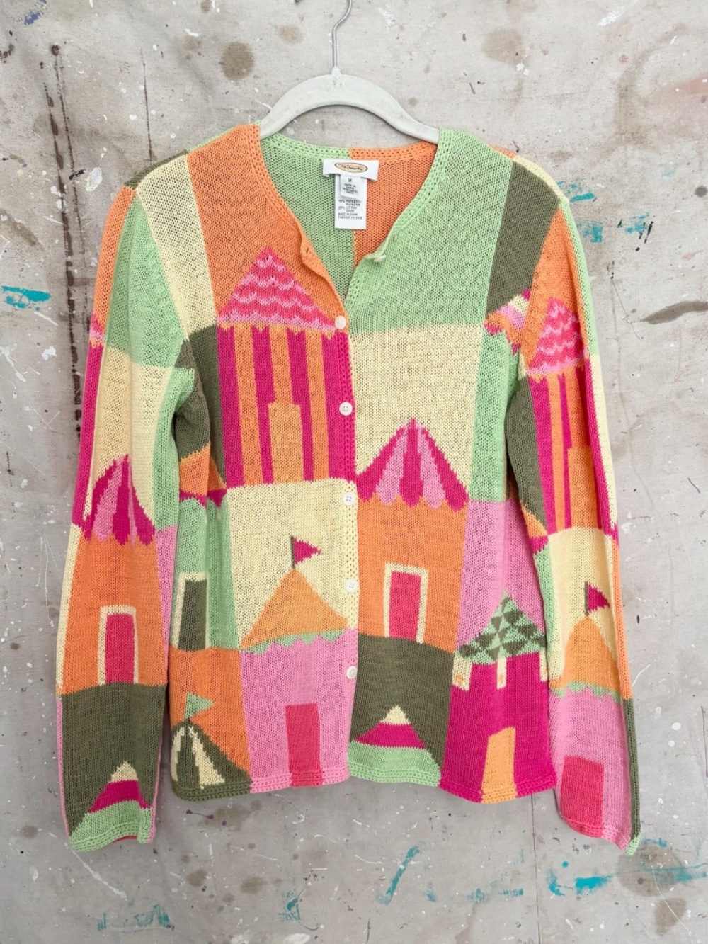Vintage Talbots House Intarsia Knit Cardigan
